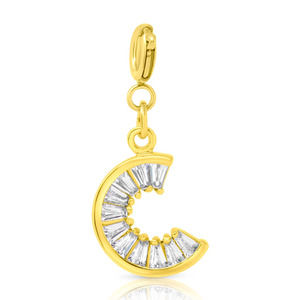Removable Cubic Zirconia Half Moon Charm.